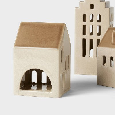 3pc Ceramic House LED Tea Light Holder Set - Threshold™ Designed With Studio McGee