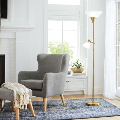 Mother Daughter Torchiere Floor Lamp With Glass Shade - Threshold™