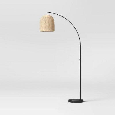 Addison Arc Floor Lamp With Natural Rattan Shade - Threshold™