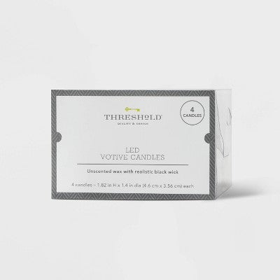 4pk LED Votive Flameless Black Wick Candle White - Threshold™