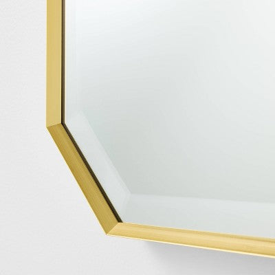 16"x30" Geometric Aluminum Metal Wall Mirror Brass - Threshold™ Designed With Studio McGee: Octagonal, No Assembly, Wall Mount