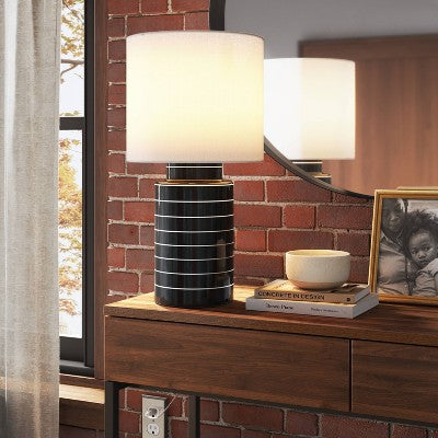  Glossy Table Lamp Navy And White (Includes LED Light Bulb) - Threshold™