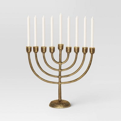  Cast Aluminum Menorah Antique Gold - Threshold™