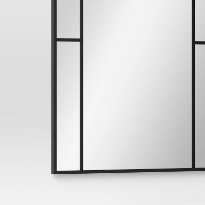 24"x 36" Window Pane Wall Mirror Black - Threshold™: Modern Style, Rounded Rectangle, No Assembly Required
