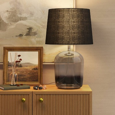  Smoked Glass Table Lamp Black (Includes LED Light Bulb) - Threshold™