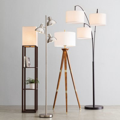  Oak Wood Tripod Floor Lamp Dark Brown - Threshold™