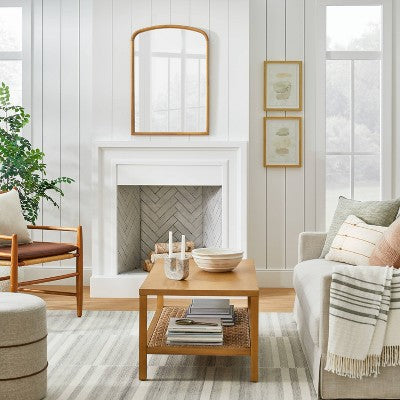  24" X 34" Wood Arch Decorative Wall Mirror Natural - Threshold™ Designed With Studio McGee: Stained Finish, No Assembly Required