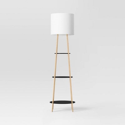  Shelf Floor Lamp Black/Natural - Threshold™