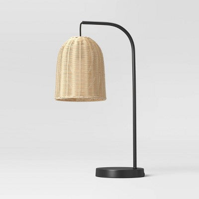  20.5"x7" Addison Rattan Table Lamp Brown - Threshold™: Curved Metal, LED, No Assembly Required