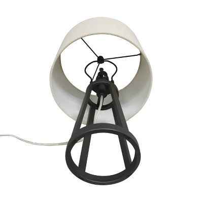  Medium Modern Industrial Assembled Table Lamp Black - Threshold™: UL Listed, Cotton-Linen Shade, Metal Body, No Bulb Included