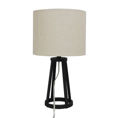 Medium Modern Industrial Assembled Table Lamp Black - Threshold™: UL Listed, Cotton-Linen Shade, Metal Body, No Bulb Included