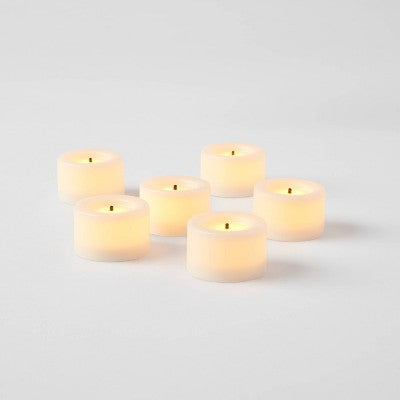  6pk LED Tealight Flameless Black Wick Candle Cream - Threshold™