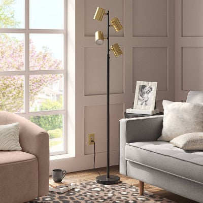  Dean Spotlight Floor Lamp Black/Brass (Includes LED Light Bulb) - Threshold™