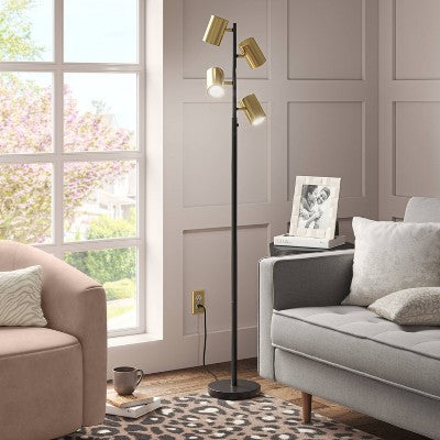  Dean Spotlight Floor Lamp Black/Brass (Includes LED Light Bulb) - Threshold™