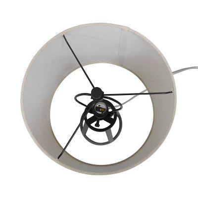  Medium Modern Industrial Assembled Table Lamp Black - Threshold™: UL Listed, Cotton-Linen Shade, Metal Body, No Bulb Included