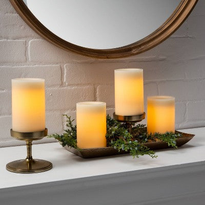  4pk 5" X 3" LED Flameless Black Wick Candle Cream - Threshold™