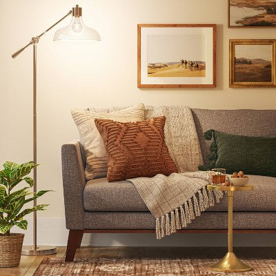  Crosby Bell Floor Lamp Brass With Glass Shade - Threshold™