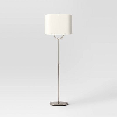 Modern Ring Floor Lamp Brushed Nickel Finish - Threshold™: ETL Listed, Cotton/Polyester Shade, Metal Body