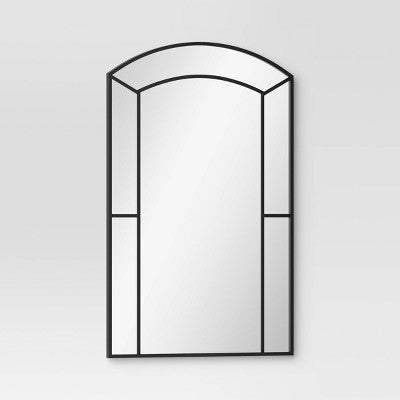  24"x 36" Window Pane Wall Mirror Black - Threshold™: Modern Style, Rounded Rectangle, No Assembly Required