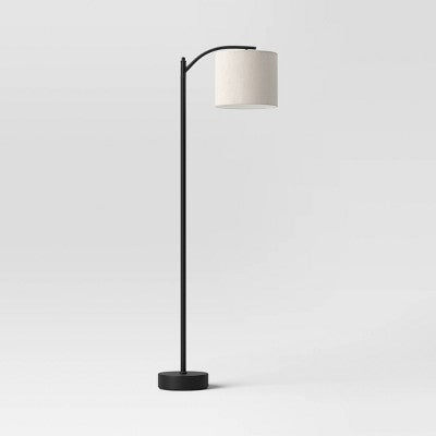  Downbridge Floor Lamp With Shade Black/Tan - Threshold™: Ambient Light, Metal Base, Linen Drum