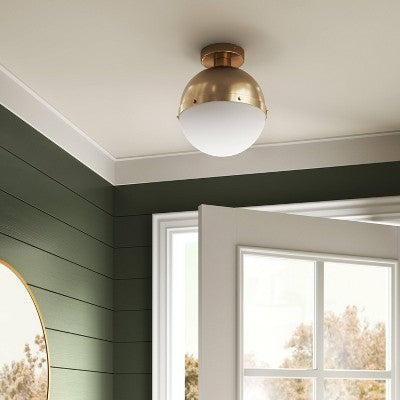  Globe Flush Mount Light Fixture Brass/White - Threshold™