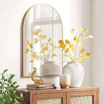  20" X 30" Arched Metal Wall Mirror Brass - Threshold™