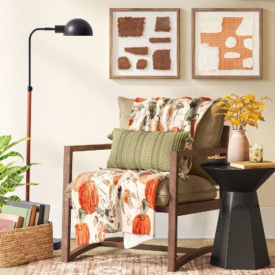  Pharmacy Floor Lamp Black With Faux Leather Wrap (Includes LED Light Bulb) - Threshold™