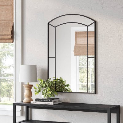  24"x 36" Window Pane Wall Mirror Black - Threshold™: Modern Style, Rounded Rectangle, No Assembly Required