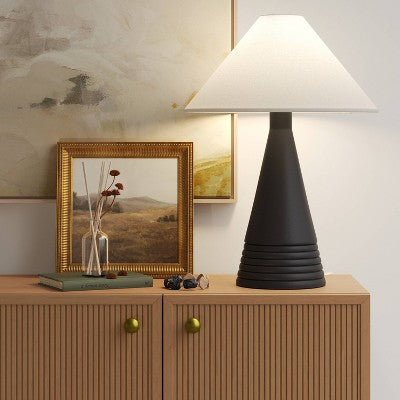  Ceramic Table Lamp With Tapered Shade Black (Includes LED Light Bulb) - Threshold™