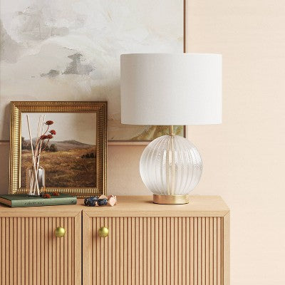  Small Ribbed Glass Lamp Base Clear - Threshold™