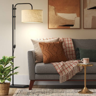  72"x16" Knox Floor Lamp - Threshold™: Modern Black Standing Lamp With Dimmer Switch