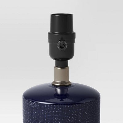  Linen Textured Ceramic Small Lamp Base Dark Blue - Threshold™: Cylindrical, No Assembly Required, UL Listed