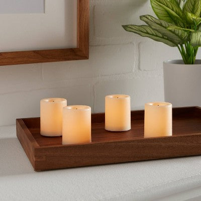  1.82" X 1.4" 4pk LED Votive Flameless Black Wick Candle Cream - Threshold™