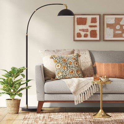  Adjustable Arc Floor Lamp With Swivel Head Black (Includes LED Light Bulb) - Threshold™