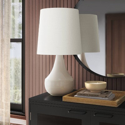  21.75"x11.5" Montreal Wren Assembled Table Lamp White - Threshold™: Ceramic Base, No Assembly Required