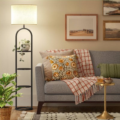  Ring Base Shelf Floor Lamp Black (Includes LED Light Bulb) - Threshold™
