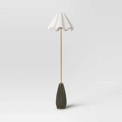  Wavy Shade Collection With Ceramic Base Floor Lamp Green - Threshold™