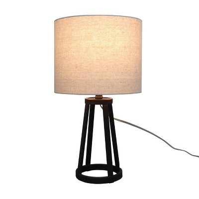  Medium Modern Industrial Assembled Table Lamp Black - Threshold™: UL Listed, Cotton-Linen Shade, Metal Body, No Bulb Included
