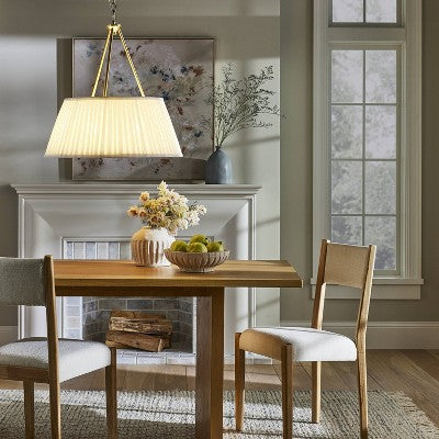  Pendant With Pleated Shade Ceiling Light White - Threshold™ Designed With Studio McGee: Elegant Iron & Cotton Fixture, UL Listed
