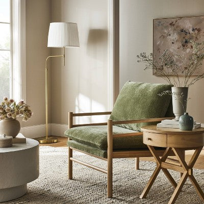  Adjustable Floor Lamp Brass Iron With Pleated Shade - Threshold™ Designed With Studio McGee
