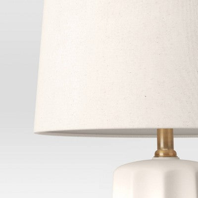  24.75"x13" Ribbed Ceramic Table Lamp Cream - Threshold™: Bedside, Nightstand, No Assembly Required