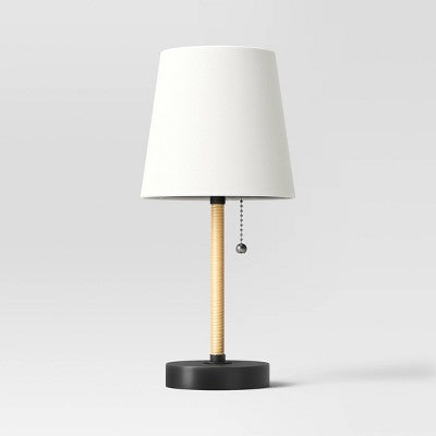  Mini Rattan Wrap Stick Table Lamp Black - Threshold™
