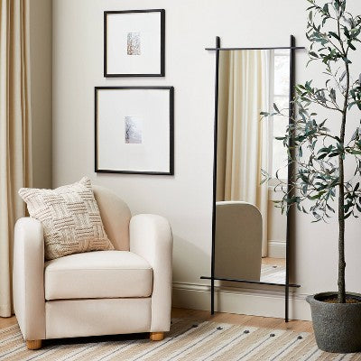  24" X 64" Footed Cross Corner Leaner Mirror Black - Threshold™ Designed With Studio McGee