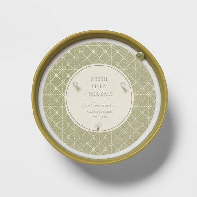  13oz Footed Textured Ceramic Dish With Dustcover Fresh Linen & Sea Salt Green - Threshold™