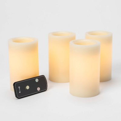  4pk 5" X 3" LED Flameless Black Wick Candle Cream - Threshold™