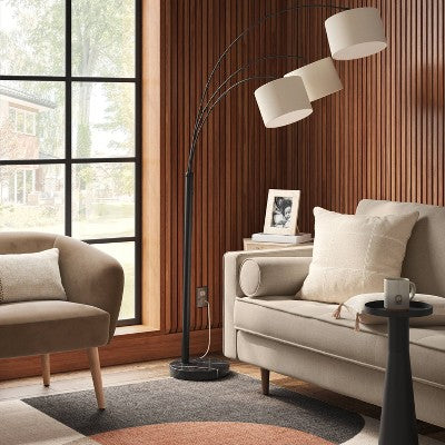  Avenal 3-Head Shaded Arc Floor Lamp Black - Threshold™