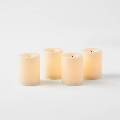  1.82" X 1.4" 4pk LED Votive Flameless Black Wick Candle Cream - Threshold™