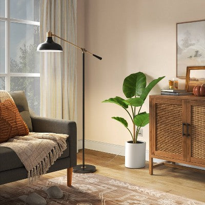  Crosby Bell Schoolhouse Floor Lamp Matte Black (Includes LED Light Bulb) - Threshold™