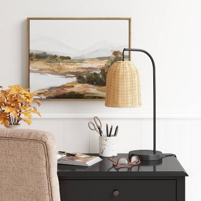  20.5"x7" Addison Rattan Table Lamp Brown - Threshold™: Curved Metal, LED, No Assembly Required