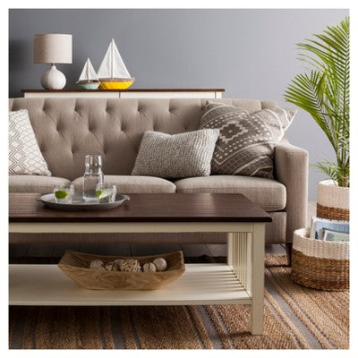  Textured Ceramic Accent Lamp Cream - Threshold™: Herringbone Pattern, No Bulb Included, UL Listed